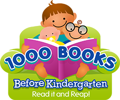 Image of children reading a book.  1000 books Before Kindergarten. Read it and Reap!