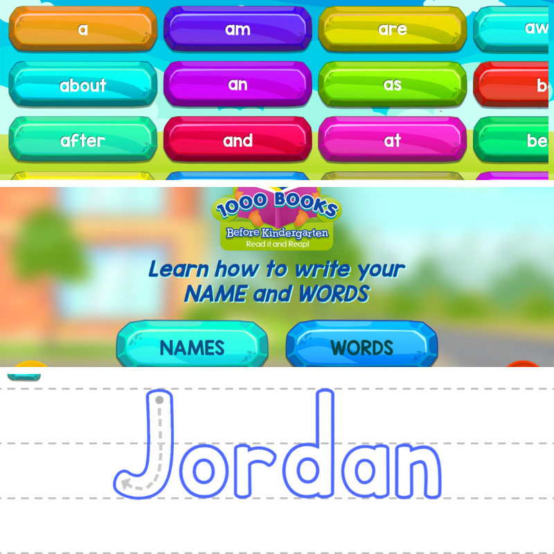 1000 Books Before Kindergarten Names & Word App